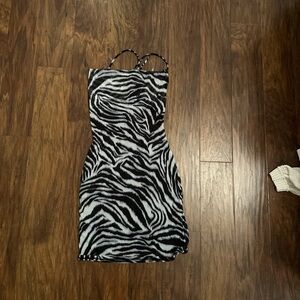 Zebra Print Strappy Dress